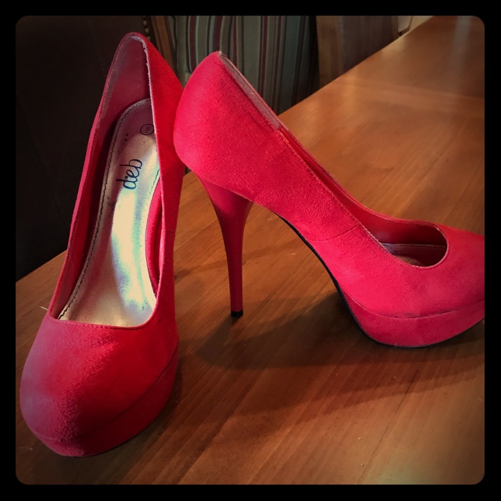 Sexy red suede heels! Never worn!